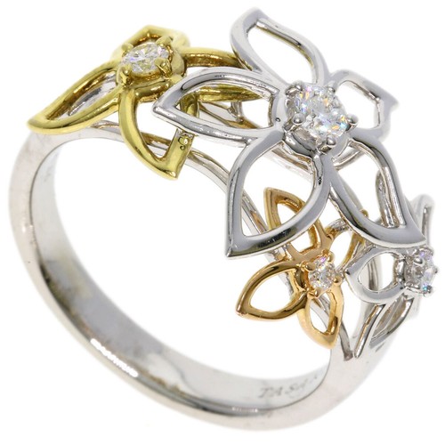 TASAKI Ring Diamond flower motif K18 Yellow Gold 18K Pink Gold