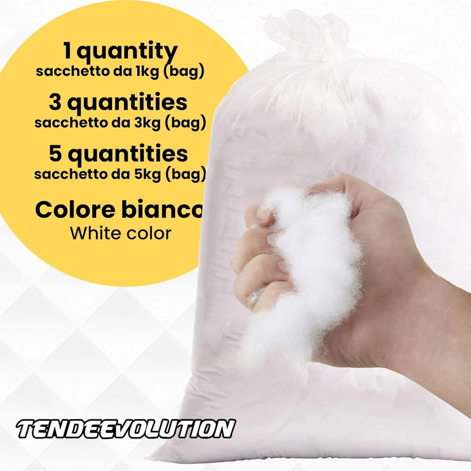 OVATTA SINTETICA ECO PER IMBOTTITURA RIEMPIMENTO CUSCINI PUPAZZI DIVANI 1KG - Immagine 3 di 4