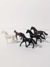 Classic Toy Soldiers Plastic Horses 2 Black 1 Brown and 2 miscellaneous Figurine
