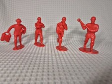 Vintage Red Firefighter 4" Toy Figures Hard Plastic PVC 4 Poses Scarce