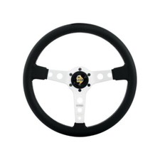 MOMO Prototipo 350MM Steering Wheel Black Leather Brushed Aluminum New