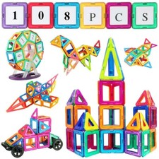 Jasonwell Construction Magnetic Tiles Building Blocks Kids Toddler Toys 108 Pcs