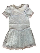 Vtg Gunne Sax Jessica McClintock Girls 6/8 Blue Lace Drop Waist Dress Prairie