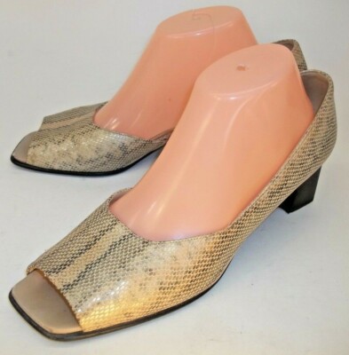 Peter Kaiser Women Shoes Heels US 10 Beige Snake Print D'orsay Work 2442