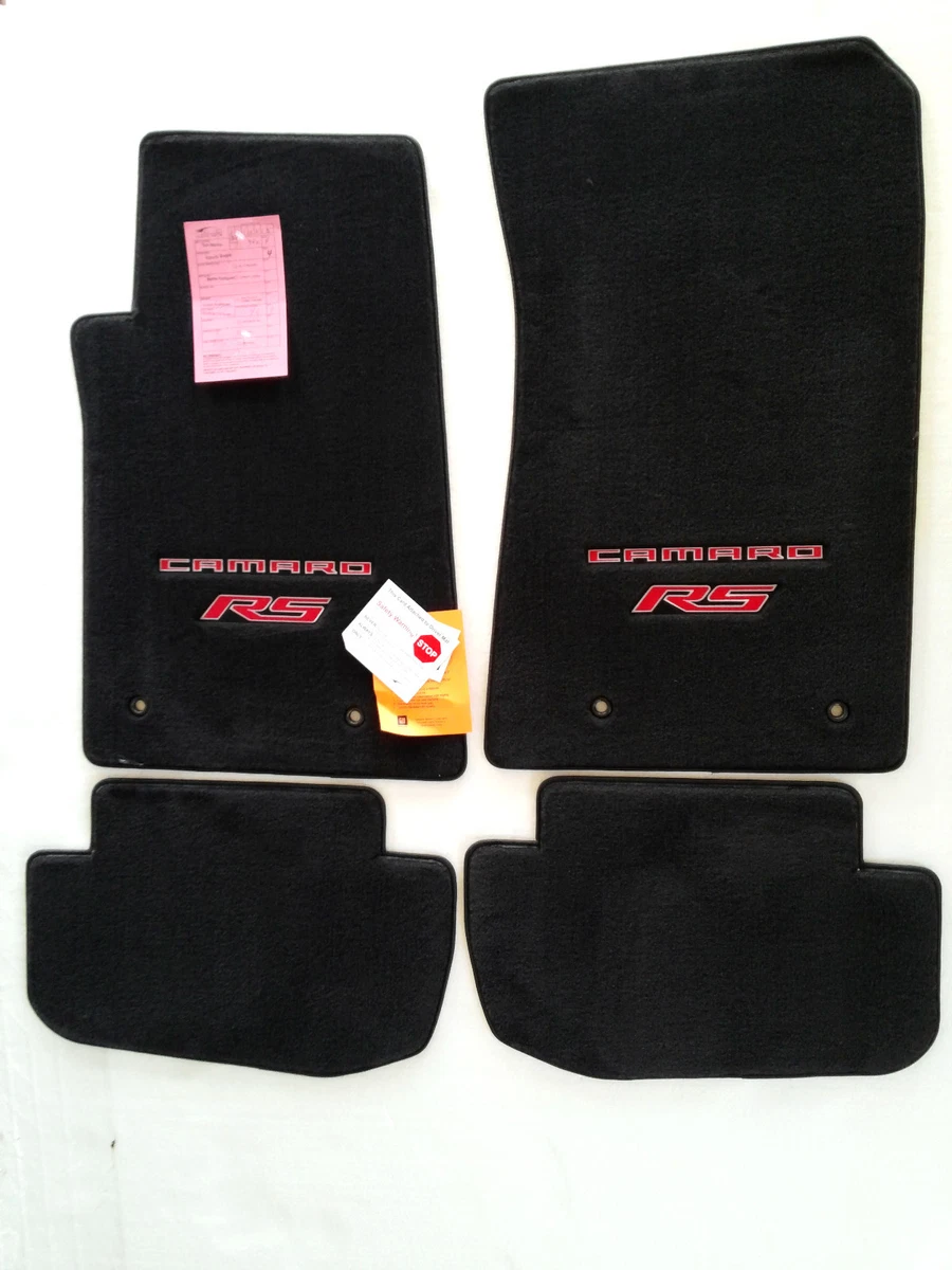 Chevy Camaro Ebony Carpet Floor Mats 4 Pc w Camaro RS Logo Red