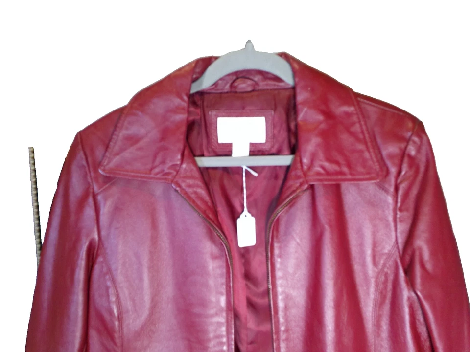 Chaqueta de Colección Worthington Mujer Rojo Cuero Genuino Cremallera Completa Forrada Bolsillos Talla M Foto 2 de 4