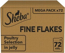 SHEBA - Adult Wet Cat Food Pouches - 72 x 85 g - Poultry - Bulk Cat Food Megapac 4.74 per kilo