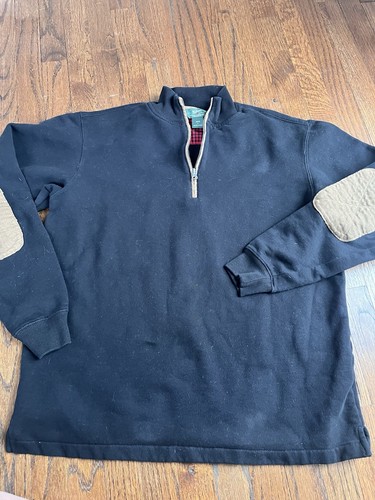 Woolrich 1/4 Zip Men Sweater Size Large L Elbow Patches Grandpa - Picture 1 of 6