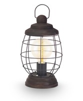 Tischlampe Nachttischlampe Stahl, Holz In Braun-Patina E27 Fassung