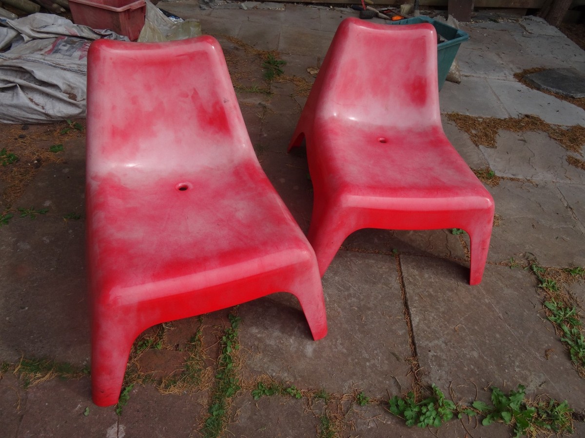 Pair of Vintage IKEA PS VAGO Red Chairs Designed By Thomas Sandell