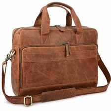16 Buffalo Leather Laptop Briefcase Bag Brown...