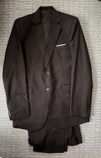 Big Boys Slim Fit 2 Piece Formal Suit Set, Size: 20 Black Adjustable Waist