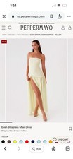 Women’s Peppermayo Light Yellow Eden Strapless Maxi Dress-BRAND NEW-XSmall
