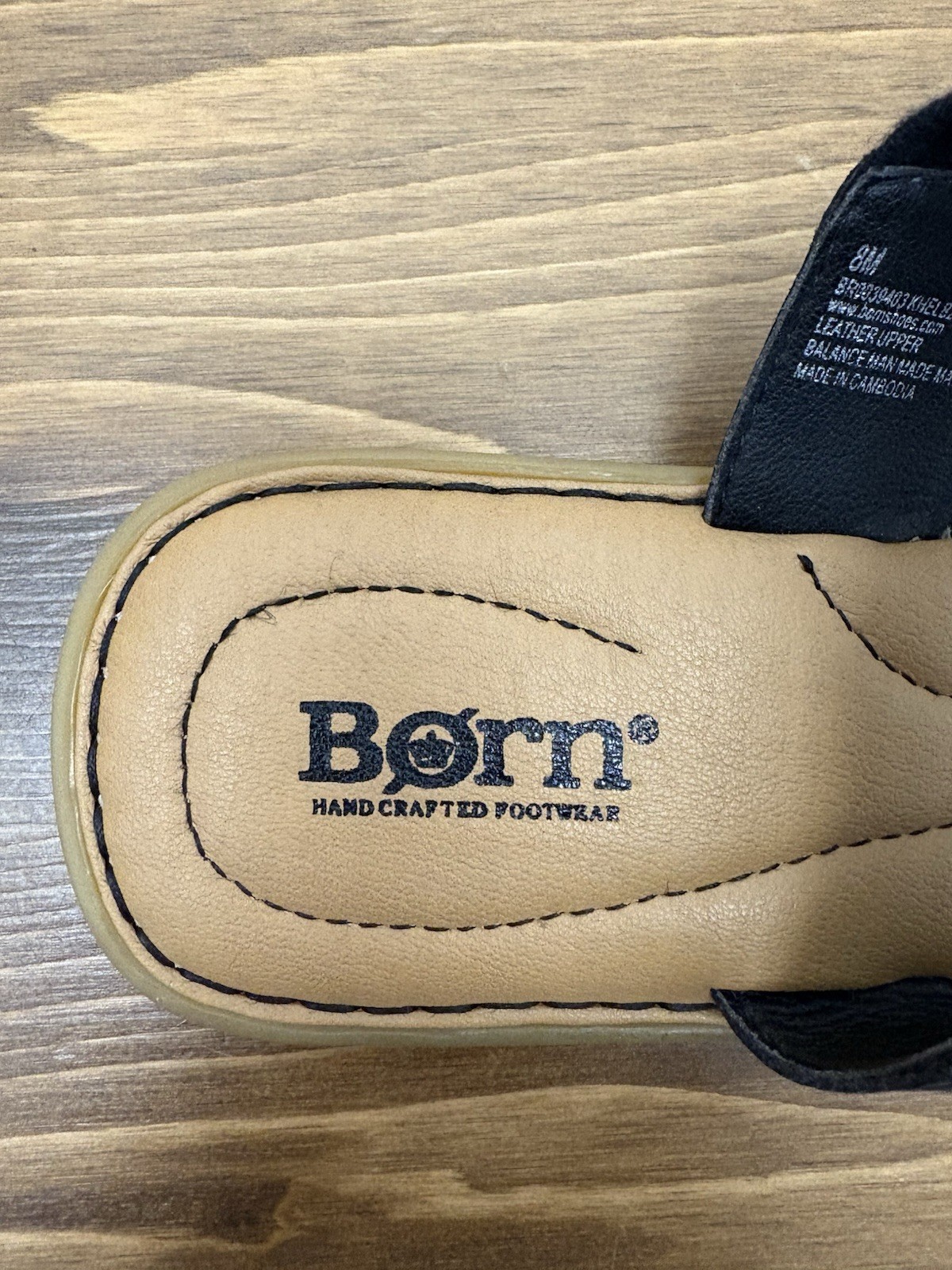 Børn Black Beige Strappy Solid Leather Flat Slip … - image 3