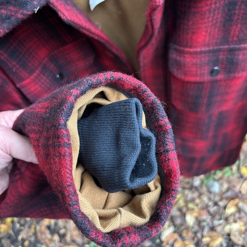 Vtg Woolrich Jacket Mens 44 Red Black Mackinaw Buffalo Plaid Wool Chore Classic - Picture 10 of 24