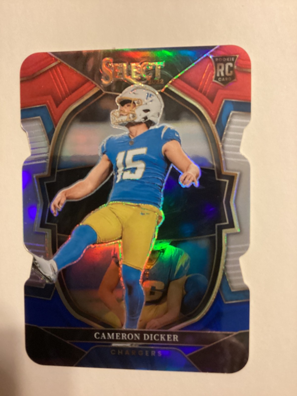 2022 Panini Select - Concourse Cameron Dicker #16 Red & Blue Prizm Die-Cut (RC)