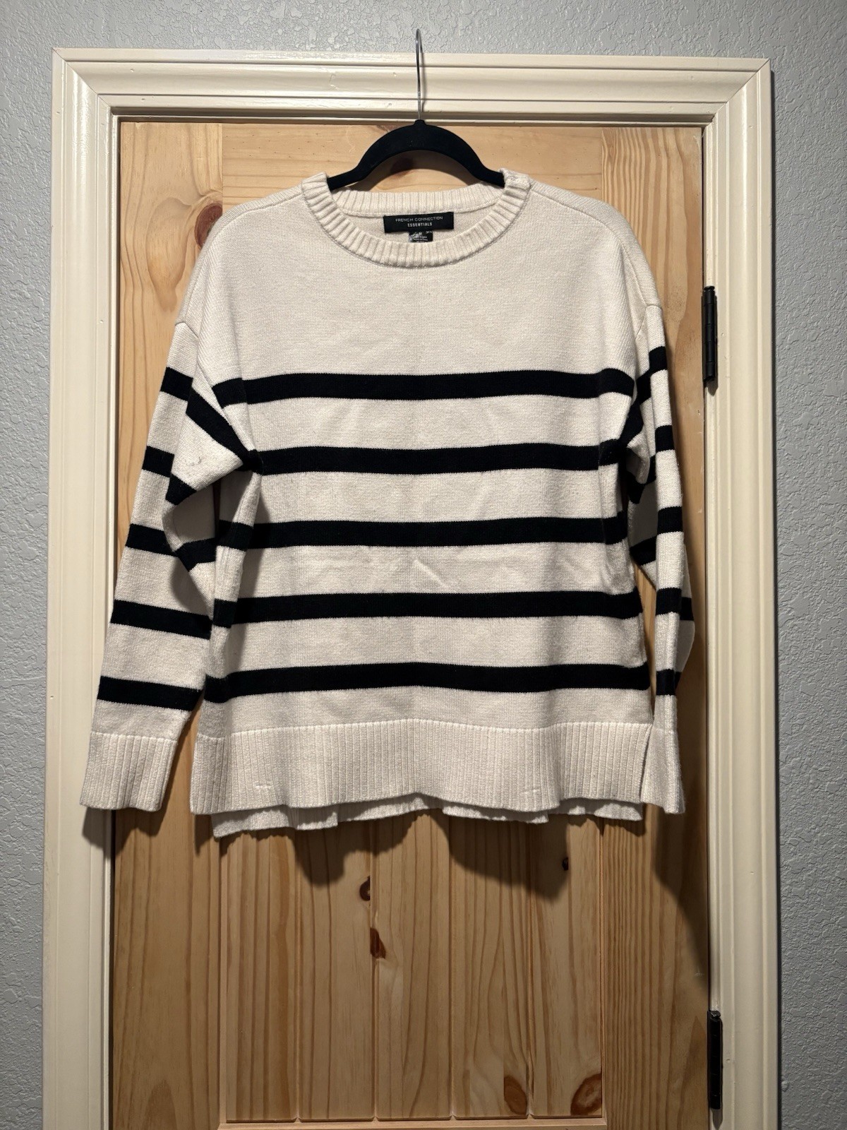 French Connection Essentials White and Black Stri… - image 1