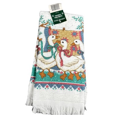VTG 80s Barth&Dreyfuss Country/Cottage Granny Core White Goose Kitchen Towel NWT
