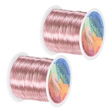 For 2 Rolls Jewelry Wire 0.4mmx100m, Copper Wire 26 Gauge Golden Pink