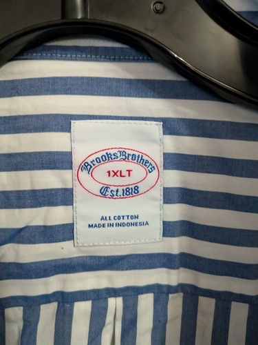 Herren Brooks Brothers Anzughemd 1XLT blau weiß gestreift Baumwolle - Bild 5 von 11