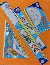 WinQ Ruler Set of 5 2 straight, 2 right triangle, 1 protractor 