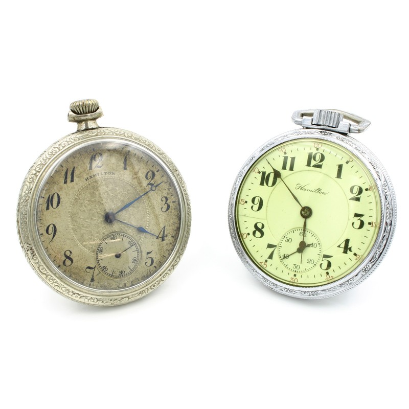 1919-1927 Hamilton 17-21J 16s Grade 992 974 Pocket Watches Lot of 2 #WB5122-3
