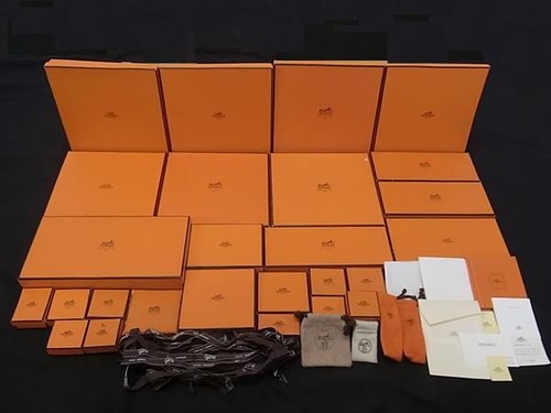 HERMES Empty Gift Boxes Dust Bags Set Bundle Lot 30pcs Auth DB3905 - Afbeelding 1 van 8