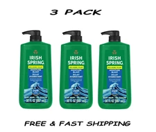 (3 Pack) Irish Spring Moisture Blast Body Wash for Men Large 30 fl oz Bottle