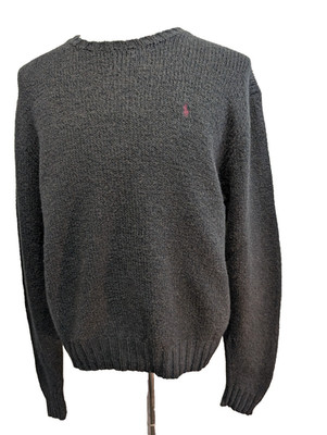 Polo Ralph Lauren Pullover Dunkelgrau Bordeaux Logo - Baumwoll- & Wollstrick Gr.L