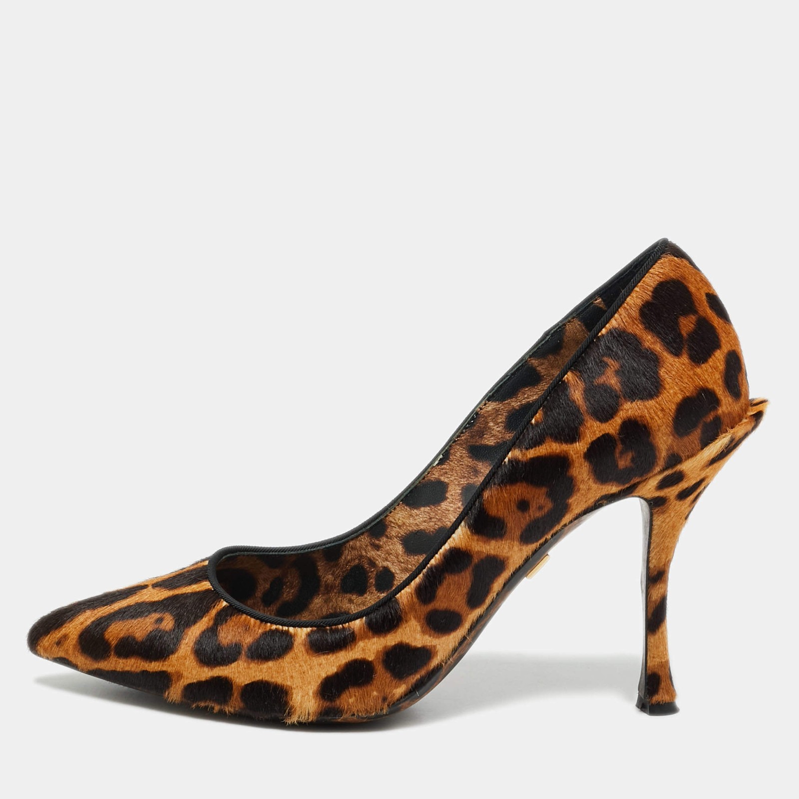 Dolce Gabbana Size 36 Brown Calf Hair Leopard Print Platform Pumps