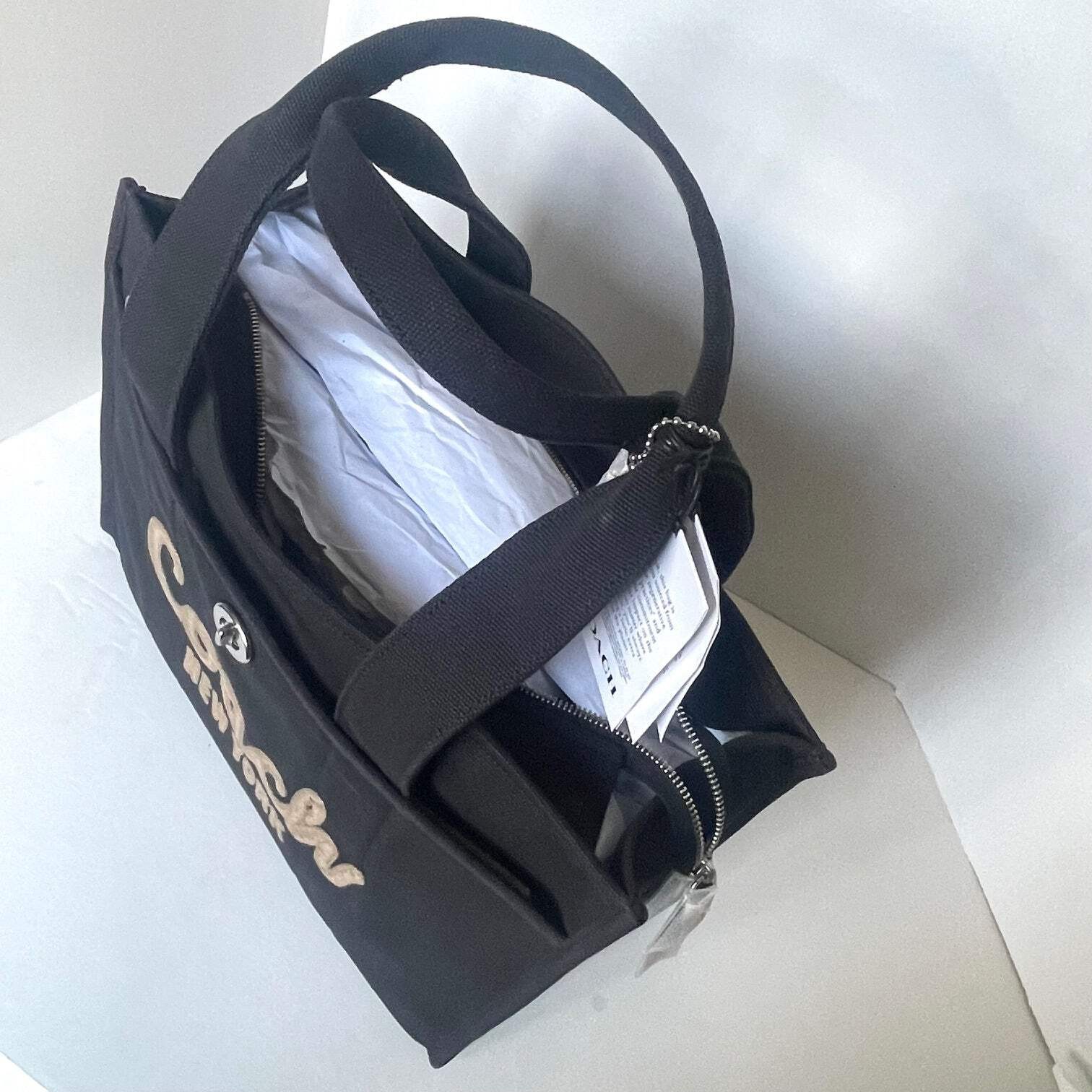 Coach Cargo Tote 42 Large Black Canvas Leather Lightweight Shoulder Bag CP163 thumbnail 8