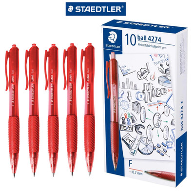 10 x STAEDTLER Luna Rite Clic 4274 RED INK BALL POINT PEN RETRACTABLE 0.7mm