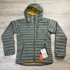 Rab Microlight Alpine Down Jacket Full Zip Hooded Green Mens Size Small NWT