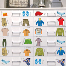 32 Pcs Dresser Labels for Kids Drawer Clothing Stickers 4 Sheets Wardrobe Sticke