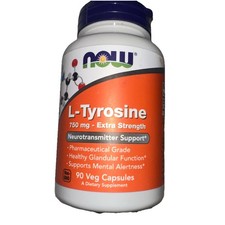 NOW Foods L-Tyrosine Extra Strength 750 mg 90 Veg Caps Mental Alertness Ex:06/29