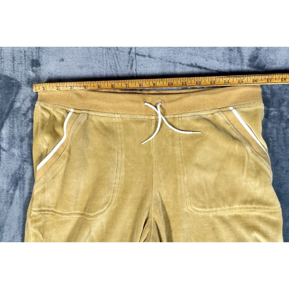 Pantalones acampanados con cordón de terciopelo inclinable Y2K, mostaza talla M para mujer Foto 2 de 4