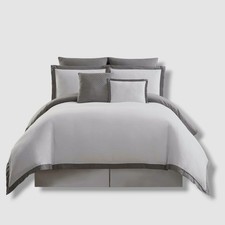 Truly Soft Everyday Gray White Hotel Border 7-Pc. Duvet Cover Set, King/Cal King