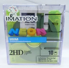 Vintage Imation NEON COLOR High Density 2HD 3½" Floppy Disk 1.44 MB 3.5" Disks