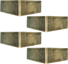 4Pcs Antique Embossing Brass Decorative Corner Protectors Braces Classical Furni