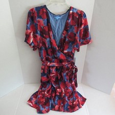 Draper James Midi Flutter Sleeve Lined Wrap Dress Blue Floral Size XL NWT