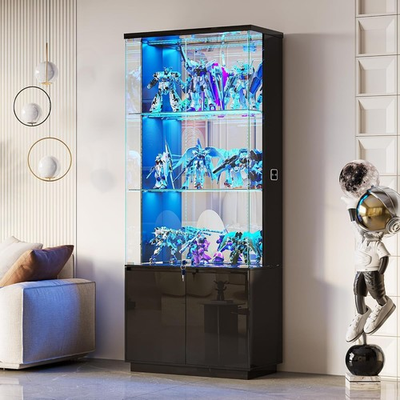 #ad Gurexl 71” Glass Display Cabinet with Light Curio Cabinet with Shelves amp; Drawer $209.99