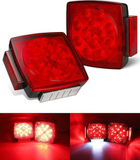 Pair Slim Square LED Trailer Light Submersible Tail Lights 15 Red 4 White Leds 5