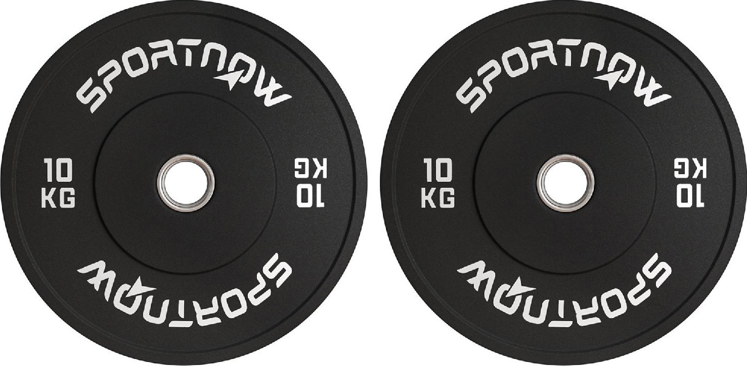 Set 2 Dischi Pesi da 10kg con Foro da 2"/5 cm Manubri e Bilancieri Nero DecHome