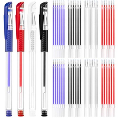 Outus 8 Pieces Heat Erase Pens Fabric 64 Piece Set, Red, Blue, Black, White