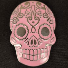 Monster Steel Pink Sugar Skull Belt Buckle Day of the Dead Calavera Metal