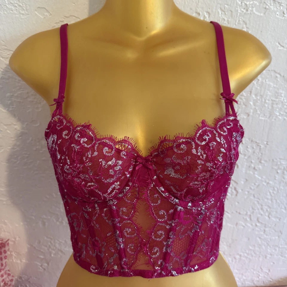 Victoria’s Secret Fushia ROSA Corsé Bustier Talla Pequeña Día de San Valentín OFERTA Foto 2 de 4