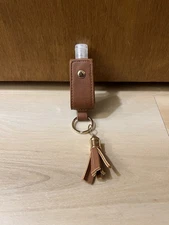Hand Sanitizer Keychain Travelsize Bottle Refillable Brown Faux Leather