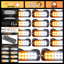 12 Pcs 12v-24v Led Strobe Lights For Trucks - Amber White Emergency Lighting 12 Pcs 12v-24v Led Strobe Lights For Trucks - Amber White Emergency Lighting