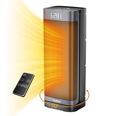 1500W Oscillating 60° Portable Space Heater 12hr-Timer with Remote Control