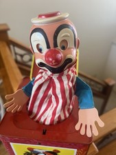 Vintage 1950s Mattel Tin Litho Jack-in-the-Box StockClown Toy No Music Or Pop